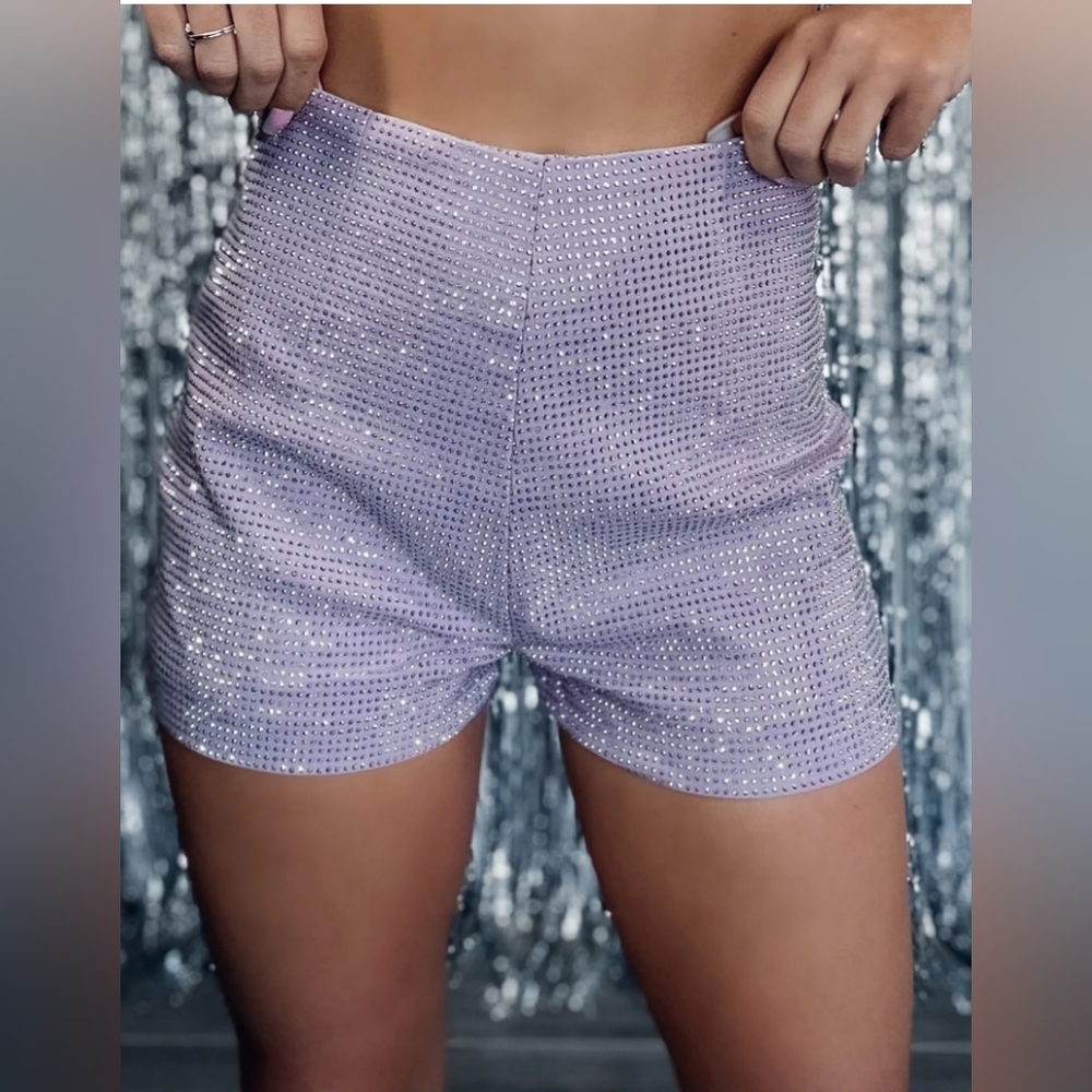 Lavender rhinestone shorts